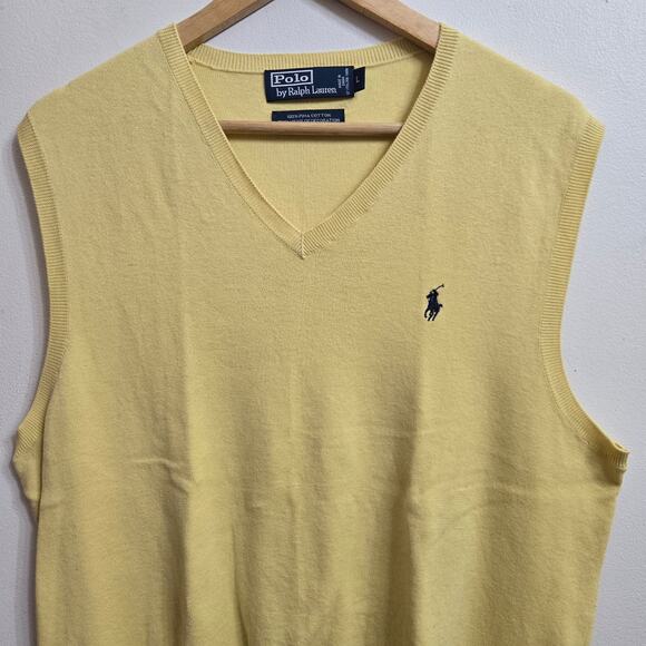 Polo Ralph Lauren Men Vintage 90s Y2K Preppy Classic Pima Cotton Sweater Vest L - Picture 2 of 10